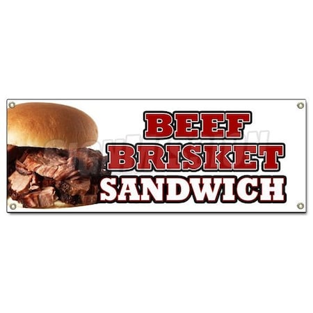 Signmission BEEF BRISKET SANDWICH BANNER SIGN slow cooked bar b que texas smoked B-Beef Brisket Sandwich